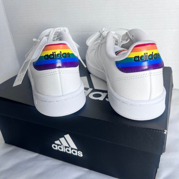 adidas Shoes - Hard to Find NWT Adidas Grand Court Pride Rainbow White Sneakers FY4289 W 8